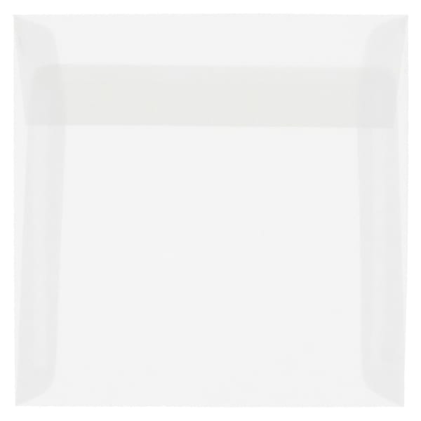 JAM Paper Translucent Vellum Invitation Envelopes, 5 1/2in x 5 1/2in, Gummed Seal, Clear, Pack Of 25
