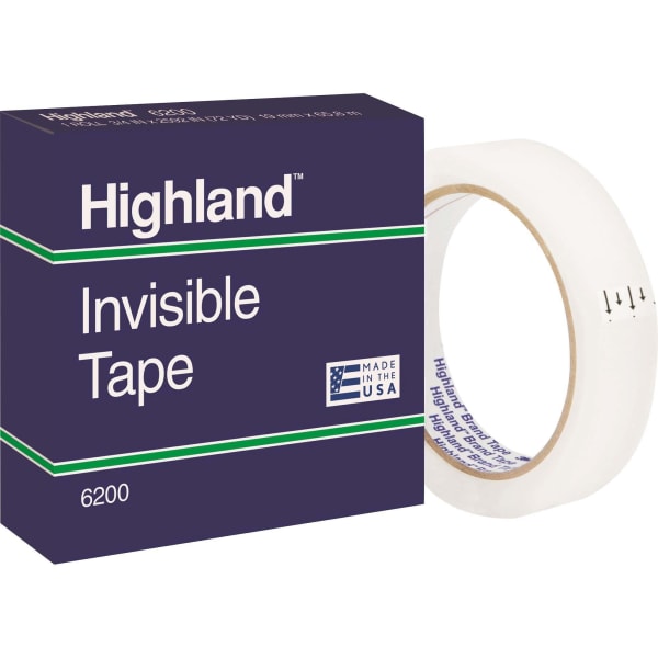 Highland 3/4inW Matte-finish Invisible Tape - 72 yd Length x 0.75in Width - 3in Core - Matte - Clear - For Mending, Holding, Splicing - 1 Roll