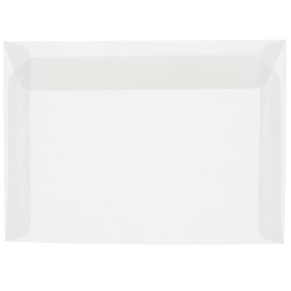 JAM Paper Booklet Envelopes, 9in x 12in, Gummed Seal, Clear, Pack Of 25