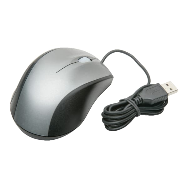 SKILCRAFT Optical Ergonomic Mouse, Black/Silver (AbilityOne 7025-01-618-4138 )