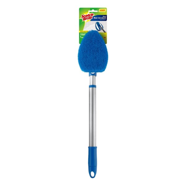 Scotch-Brite Bath Scrubber - 24in Handle Length - Plastic Handle - 1 Each