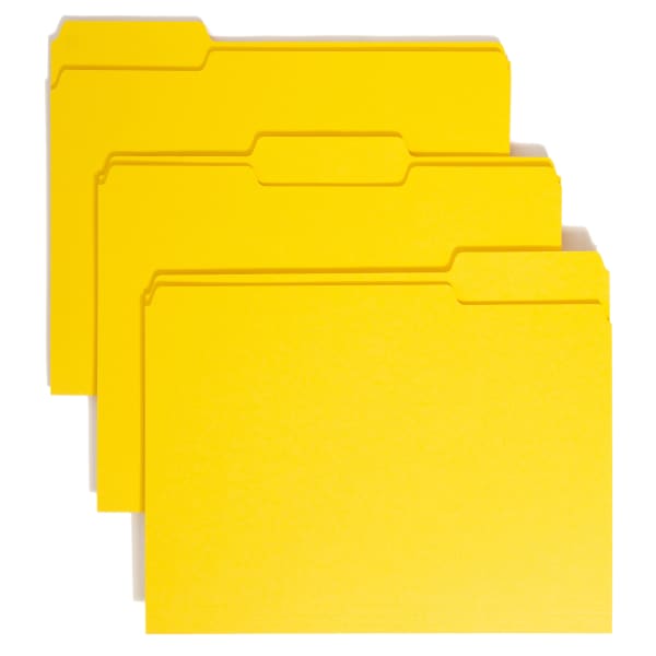 Smead Color File Folders, Letter Size, 1/3 Cut, Yellow, Box Of 100