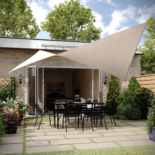 Flash Furniture Palmetto Square Sun Sail Shade Canopy with Included Nylon Attachment Ropes, Sand