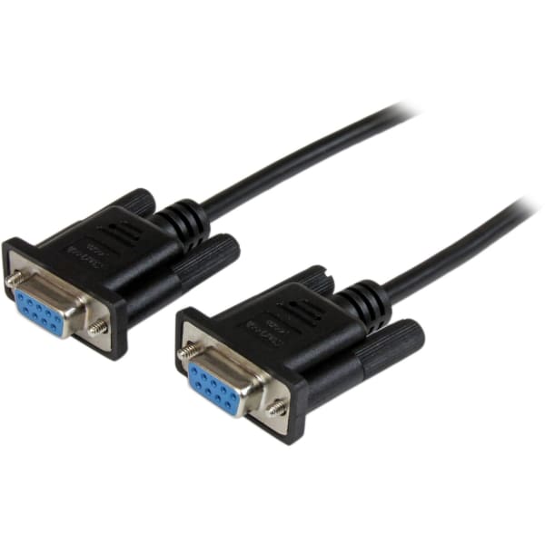 StarTech.com 2m Black DB9 RS232 Serial Null Modem Cable F/F - DB9 Female to Female - 9 pin RS232 Null Modem Cable - 2 meter, Black - Null modem cable - DB-9 (F) to DB-9 (F) - 6.6 ft - molded, thumbscrews - black - for P/N: PCI2S5502, PEX4S953, PEX4S953LP