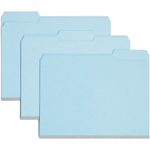 Smead Expanding File Folders, 1in Expansion, Letter Size, 1/3 Cut, 100% Recycled, Blue, Box Of 25