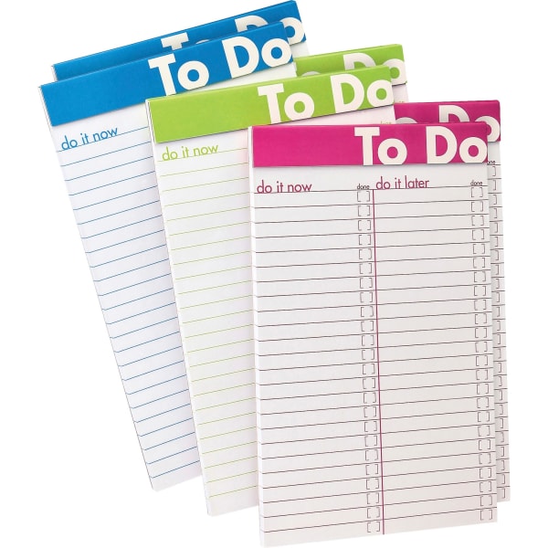 Ampad To Do List Notepad - 50 Sheets - 5in x 8in Sheet Size - White Paper - Assorted Cover - Micro Perforated - 6 / Pack