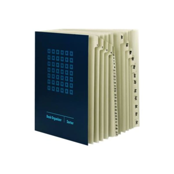 Smead Desk File/Sorter, 1-31/January-December, Letter Size, 35% Recycled, Blue