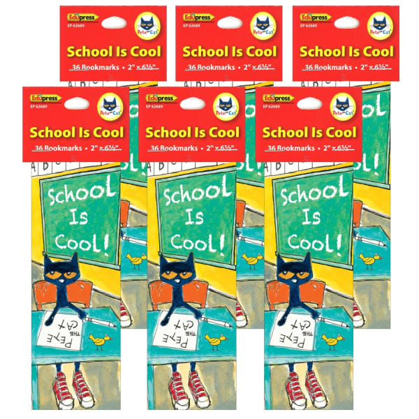 Edupress Bookmarks, 2in x 6in, Pete the Cat, 36 Per Pack, Set Of 6 Packs