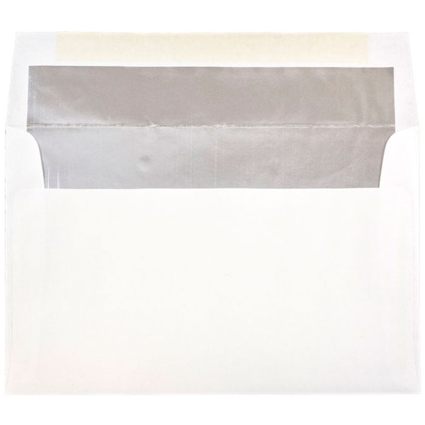 JAM Paper Booklet Invitation Envelopes, A10, Gummed Seal, Silver/White, Pack Of 25