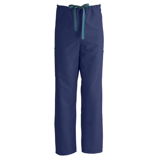 Medline ComfortEase Unisex Regular Non-Reversible Drawstring Cargo Scrub Pants, 3X, Midnight Blue