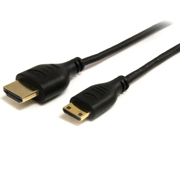 StarTech.com 3ft Mini HDMI to HDMI Cable with Ethernet, 4K 30Hz High Speed Slim Mini HDMI 1.4 (Type-C) Device to HDMI Adapter Cable/Cord - 3 ft High Speed Mini HDMI to HDMI Cable with Ethernet; 4K (3840x2160p 30Hz)/Full HD 1080p/8Ch Audio/HDMI 1.4b
