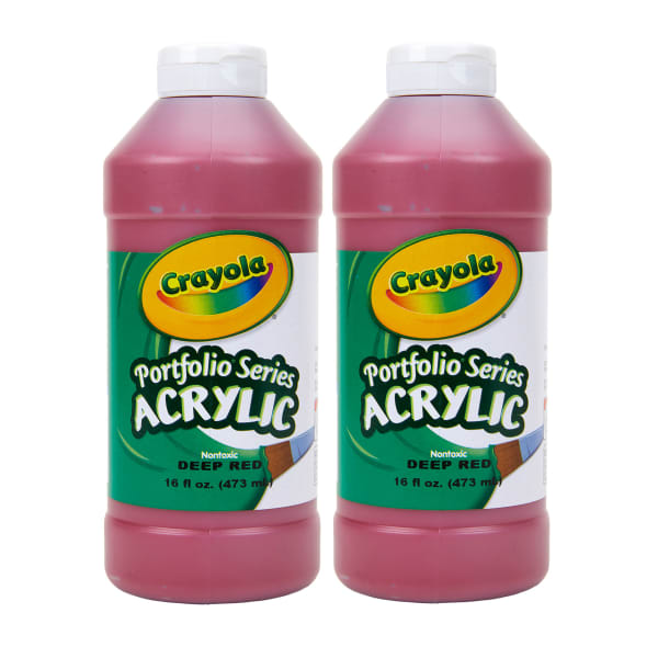 Crayola Portfolio Series Acrylic Paint, 16 oz., Deep Red, Pack Of 2