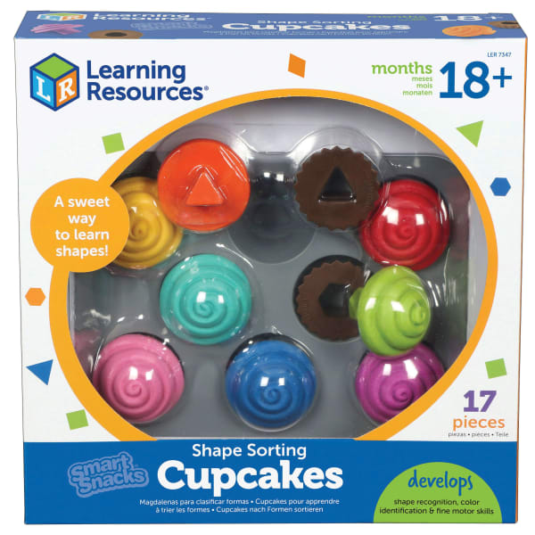 Learning Resources Smart Snacks Shape-Sorting Cupcakes, 2in x 1 1/2in, Assorted Colors, Grades Pre-K - 1, Pack Of 9
