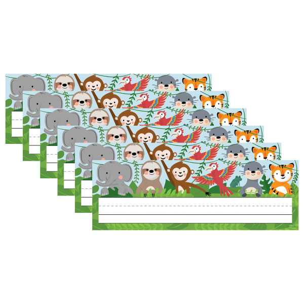 Creative Teaching Press Name Plates, 9-1/2in x 3-1/4in, Jungle Friends, 36 Plates Per Pack, Bundle Of 6 Packs