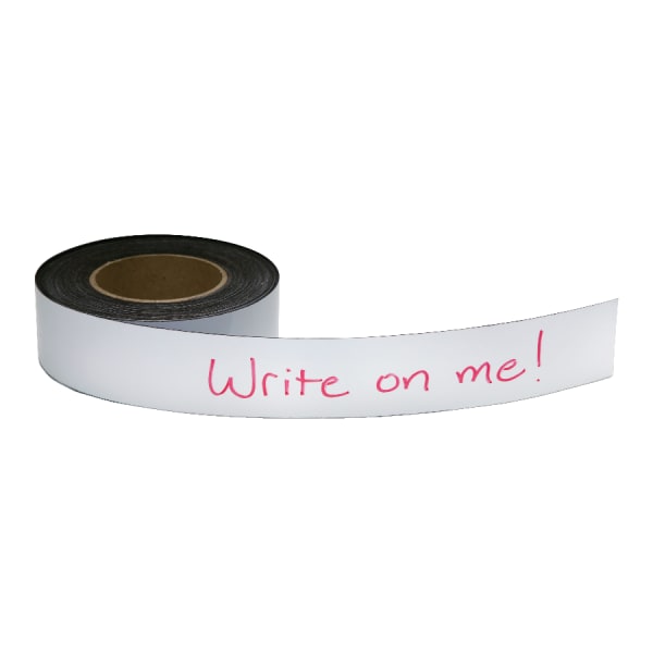 Zeus Write On/Wipe Off Magnetic Label Tape 50ft x 2in WHITE - 16.67 yd Length x 2in Width - White - Magnet - Damage Resistant - For Labeling, Shelf Labeling, Presentation, List, Cabinet, Metal Surface Roll - 1 Roll