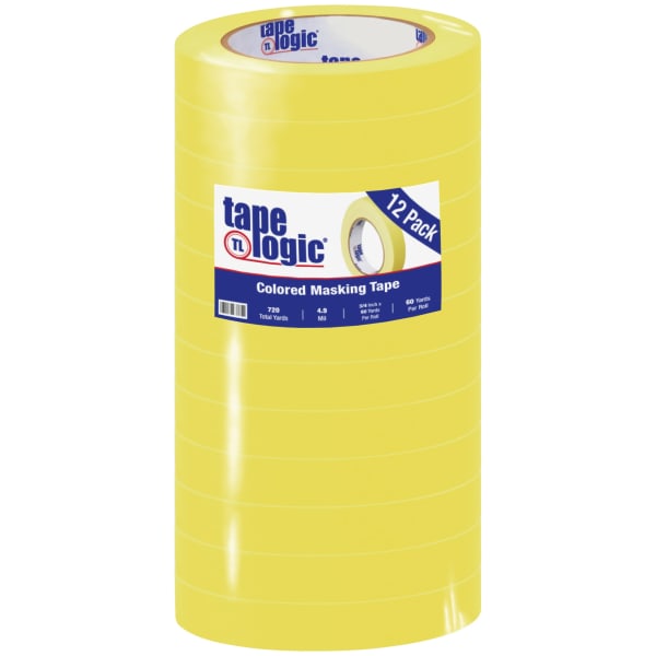 Tape Logic Color Masking Tape, 3in Core, 0.75in x 180ft, Yellow, Case Of 12
