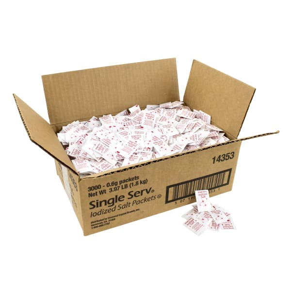 Diamond Crystal Single-Serve Iodized Salt Packets, Box Of 3,000