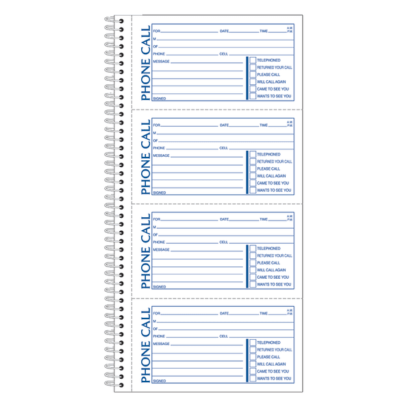 Adams Spiral Bound Phone Message Book, 11in x 5 1/2in, Book Of 400 Messages