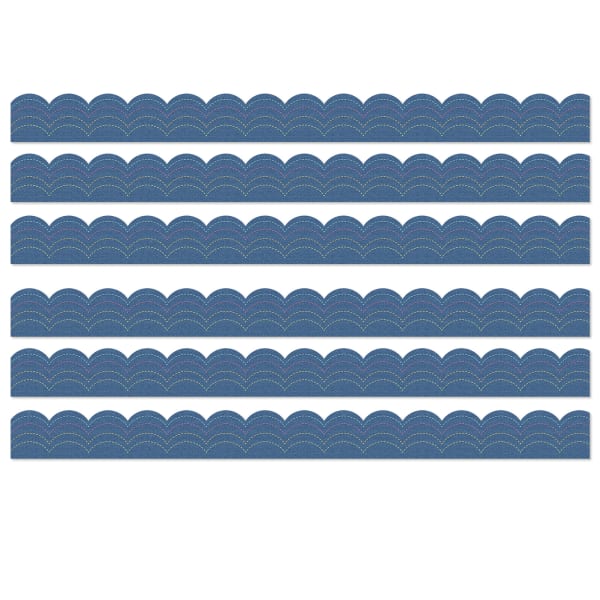 Carson Dellosa Education Scalloped Border, Crafty and Cool Denim, 39 Feet Per Pack, Set Of 6 Packs