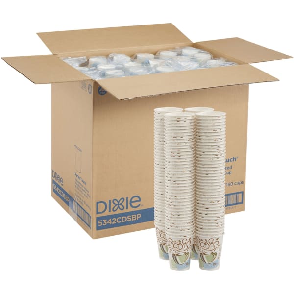 Dixie PerfecTouch 12 oz Insulated Paper Hot Coffee Cups by GP Pro - 12 fl oz - Assorted - Paper - Coffee, Hot Drink - 160 Pack - 6 / Carton
