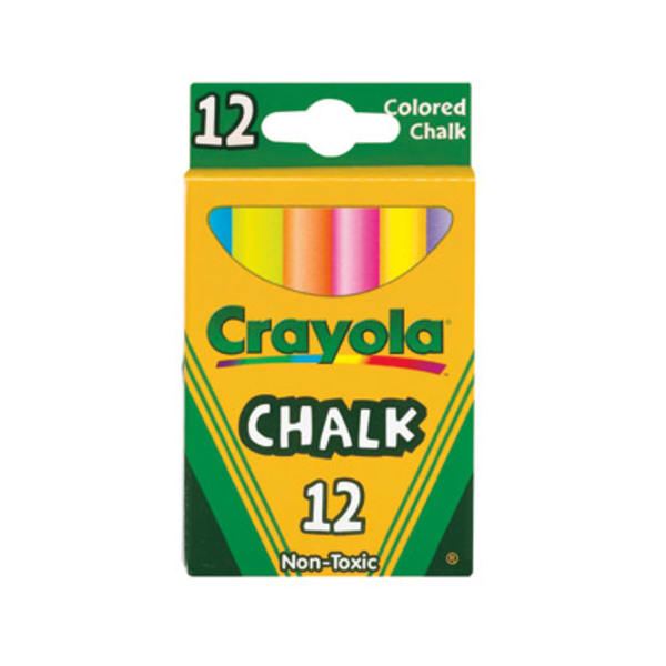 Crayola Colored Chalk, 3-5/16in, Assorted Colors, Box Of 12 Pieces