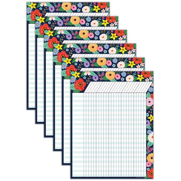 Teacher Created Resources Incentive Charts, 17in x 22in, Wildflowers, Pack Of 6 Charts