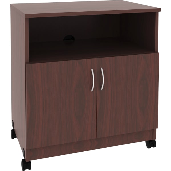 Lorell Mobile Machine Stand with Shelf - 30.75in Height x 28in Width x 19.25in Depth - Mahogany - Laminated Particleboard - Mahogany