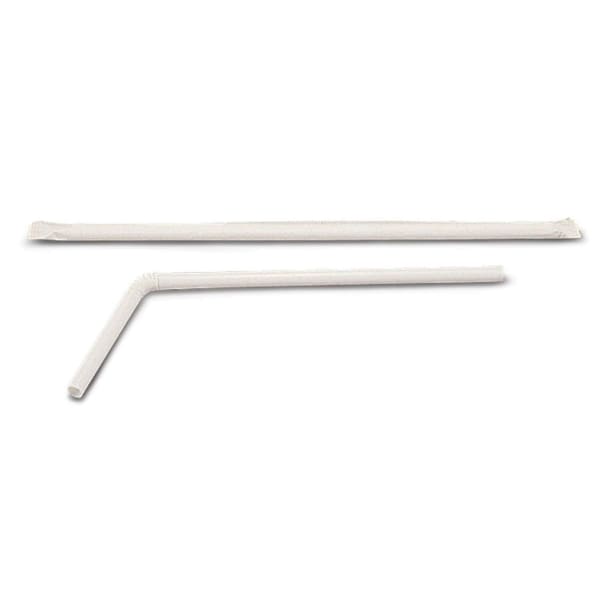 Medline Flexible Drinking Straws, 7 3/4in, White, 400 Straws Per Box, Pack Of 4 Boxes