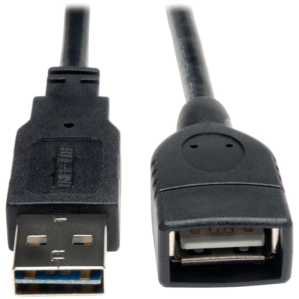 Eaton Tripp Lite Series Universal Reversible USB 2.0 Extension Cable (Reversible A to A M/F), Black, 10 ft. (3.05 m) - USB extension cable - USB (F) to USB (M) - USB 2.0 - 10 ft - molded - black