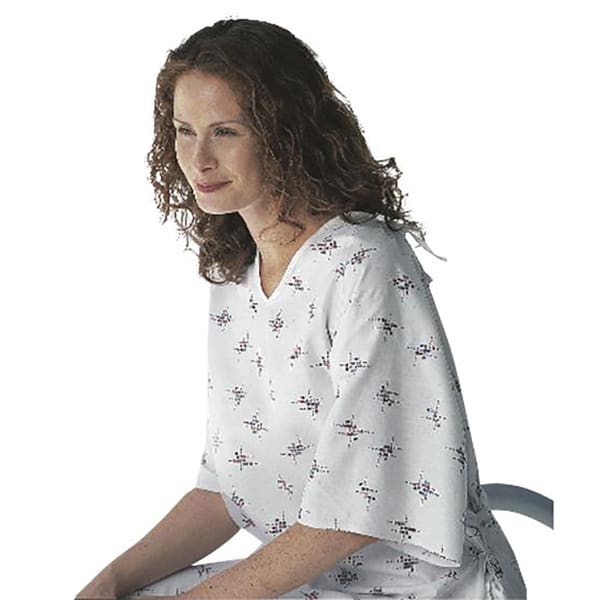 Medline Deluxe Cut Patient Gowns, 66in, Galaxy White, Pack Of 12