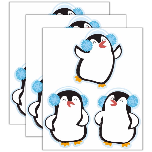 Eureka Paper Cut-Outs, Winter Penguins, 5-1/2in x 5-1/2in, 36 Cut-Outs Per Pack, Bundle Of 3 Packs