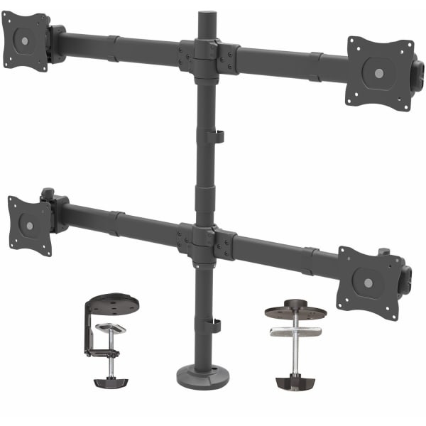 StarTech.com Desk Mount Quad Monitor Arm - 4 VESA Displays up to 27in - Ergonomic Height Adjustable Articulating Pole Mount - Clamp/Grommet