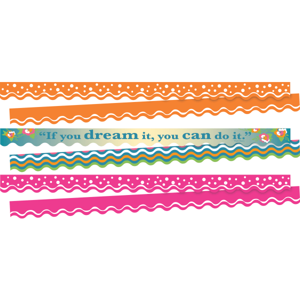 Barker Creek Double-Sided Scalloped Borders, 2-1/4in x 36in, Dream It, 13 Strips Per Pack, Set Of 3 Packs