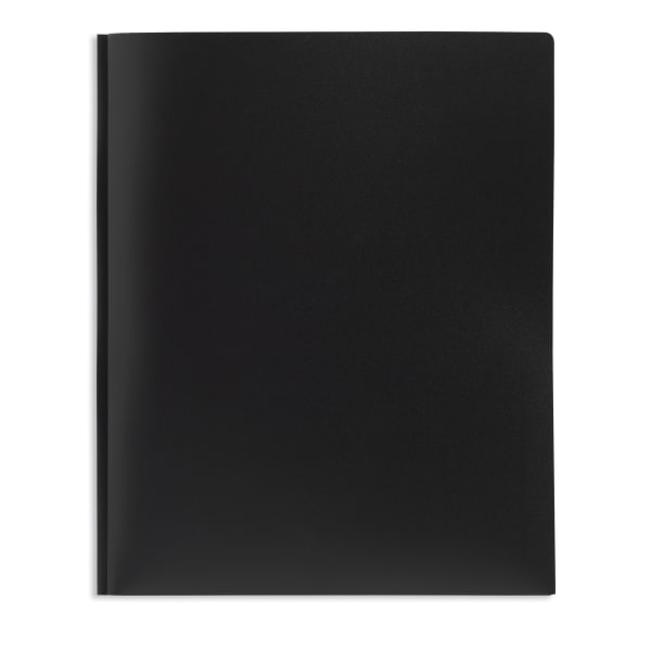 Office Depot Brand 2-Pocket School-Grade Poly Folder with Prongs, Letter Size, Black