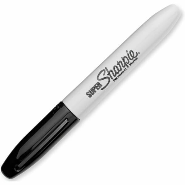 Sharpie Super Permanent Markers, Fine Point, Black Ink, Pack Of 12