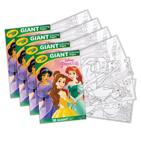 Crayola Giant Coloring Pages, 12in x 18in, Princess, 18 Pages Per Set, Bundle Of 4 Sets