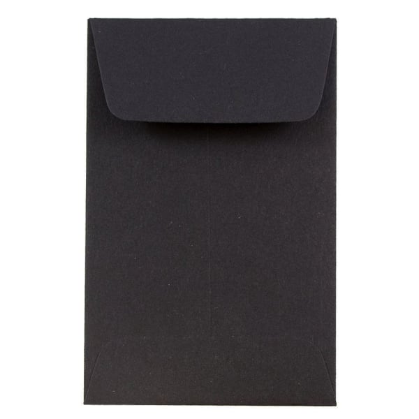 JAM PAPER #1 Coin Business Envelopes, 2 1/4in x 3 1/2in, Smooth Black, Pack Of 25