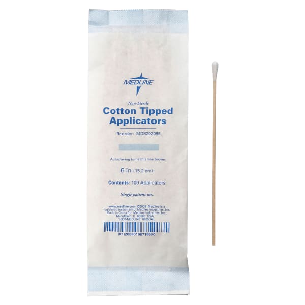Medline Cotton Tip Applicators, 6in, Nonsterile, White, Box Of 1,000