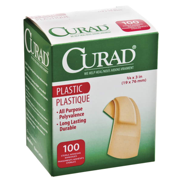 Medline Plastic Adhesive Bandages, 3/4in x 3in, Neutral, Box Of 100