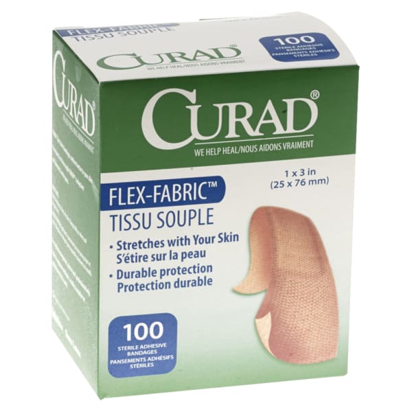 Medline Adhesive Flex Fabric Bandages, 1in x 3in, Box Of 100