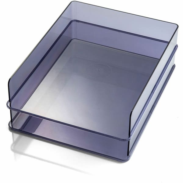 Officemate 21040 Paper Tray, Stackable, Letter Tray, Recycled , Gray, 2PK - 2 Compartment(s) - 2.80in Height x 12.80in Width x 10.20in Depth - Desktop - Stackable - Translucent Gray - Plastic - 2 / Set - 1 Each