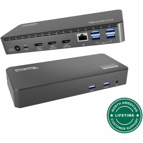 Plugable USB C Triple Display Docking Station with Laptop Charging,  - UD3900PDZ
