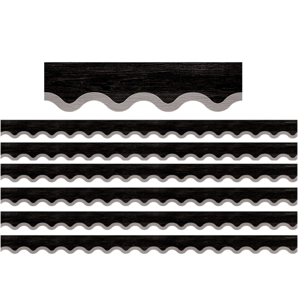 Teacher Created Resources Scalloped Border Trim, Modern Farmhouse Black/Gray, 35ft Per Pack, Set Of 6 Packs