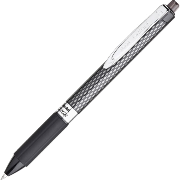 Pentel Oh! Gel Retractable Gel Pen, Medium Point, 0.7 mm, Carbon Fiber Barrel, Black Ink