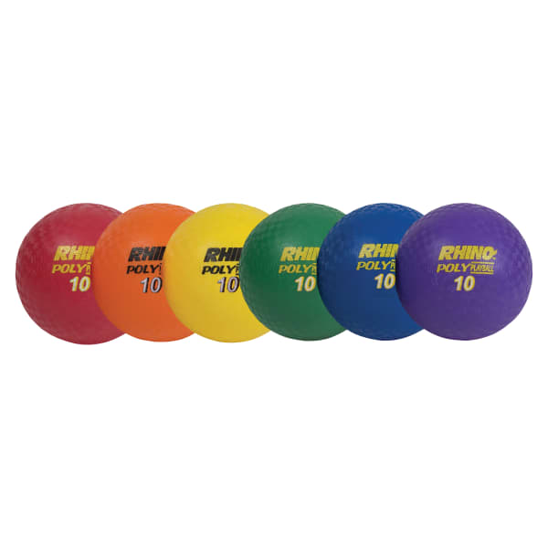 Champion Sports Poly Playground Ball Set - 10in - Red, Orange, Yellow, Green, Blue, Purple - 6 / Set