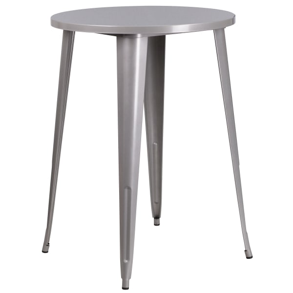 Flash Furniture Commercial Grade 30in Round Metal Indoor-Outdoor Bar Height Table, Silver