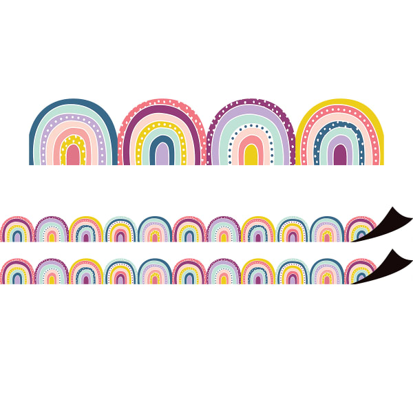 Teacher Created Resources Magnetic Border, Oh Happy Day Rainbows, 24ft Per Pack, Set Of 2 Packs