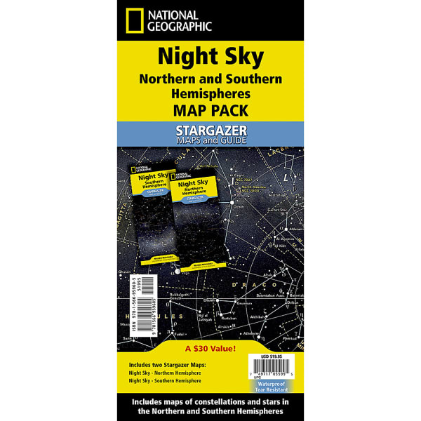 National Geographic Night Sky, Stargazer Map Pack Bundle, Folded: 4.25in x 9.25in , Flat: 25.25in x 18.5in