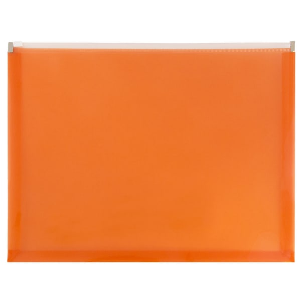 JAM Paper #10 Plastic Envelopes, Zipper Closure, Orange, Pack Of 12
