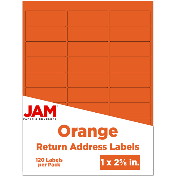 JAM Paper Mailing Address Labels, Rectangle, 2 5/8in x 1in, Orange, Pack Of 120